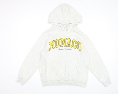 H&M Womens Grey Hoodie XS Monaco Print Pullover Sweatshirt