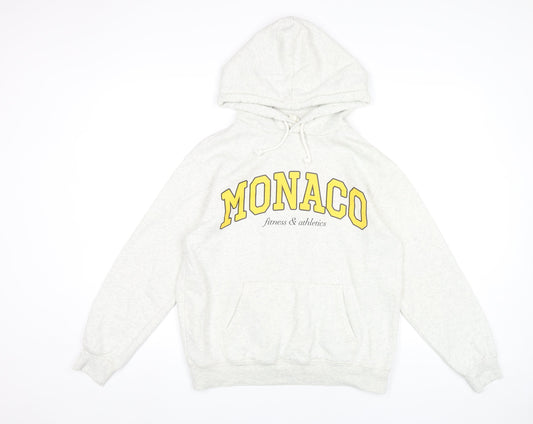 H&M Womens Grey Hoodie XS Monaco Print Pullover Sweatshirt