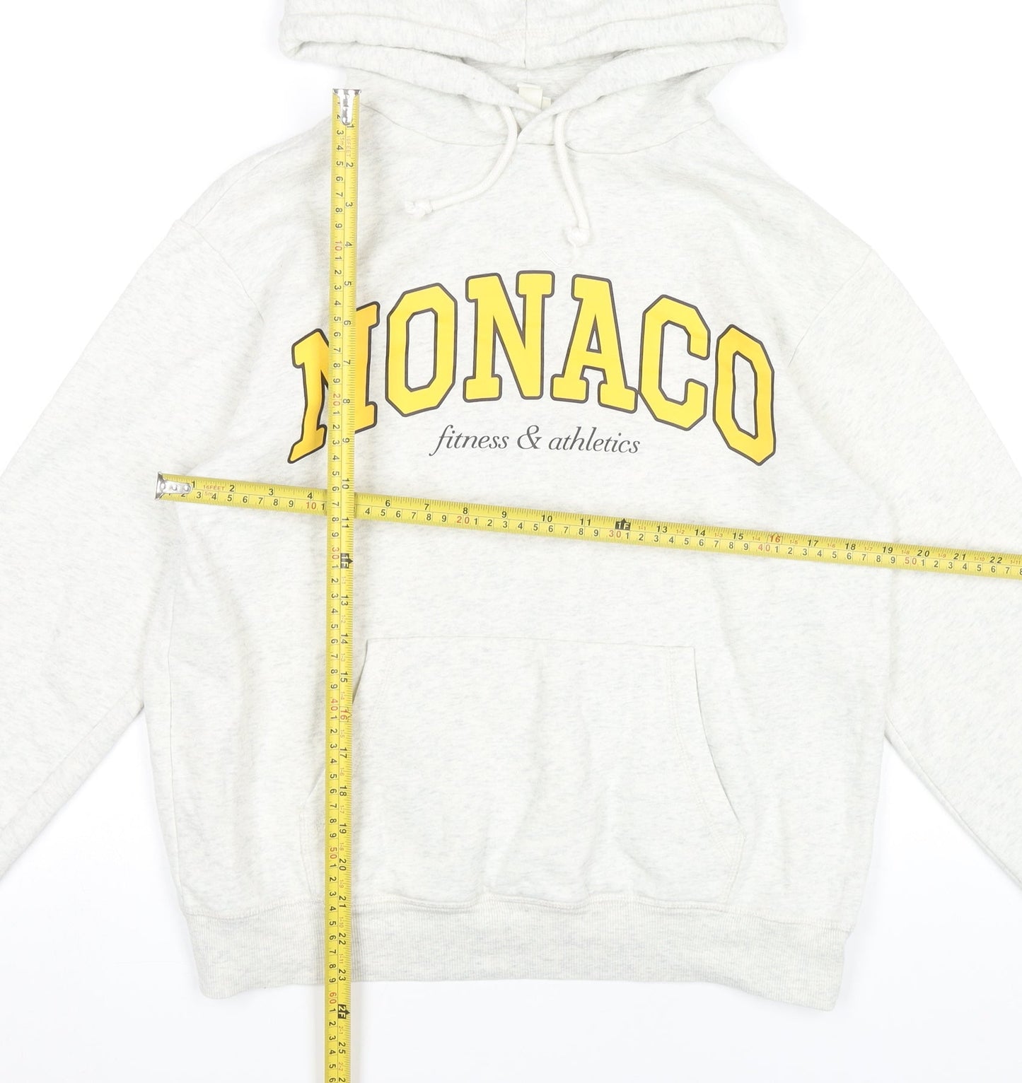 H&M Womens Grey Hoodie XS Monaco Print Pullover Sweatshirt