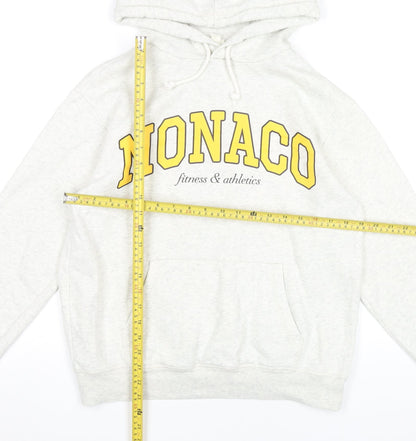 H&M Womens Grey Hoodie XS Monaco Print Pullover Sweatshirt
