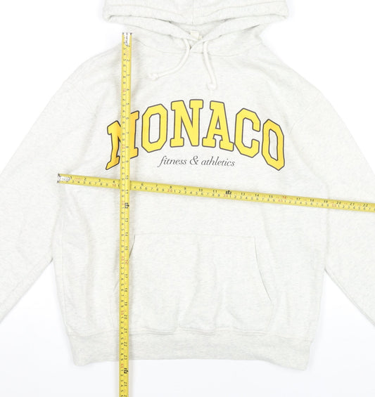 H&M Womens Grey Hoodie XS Monaco Print Pullover Sweatshirt
