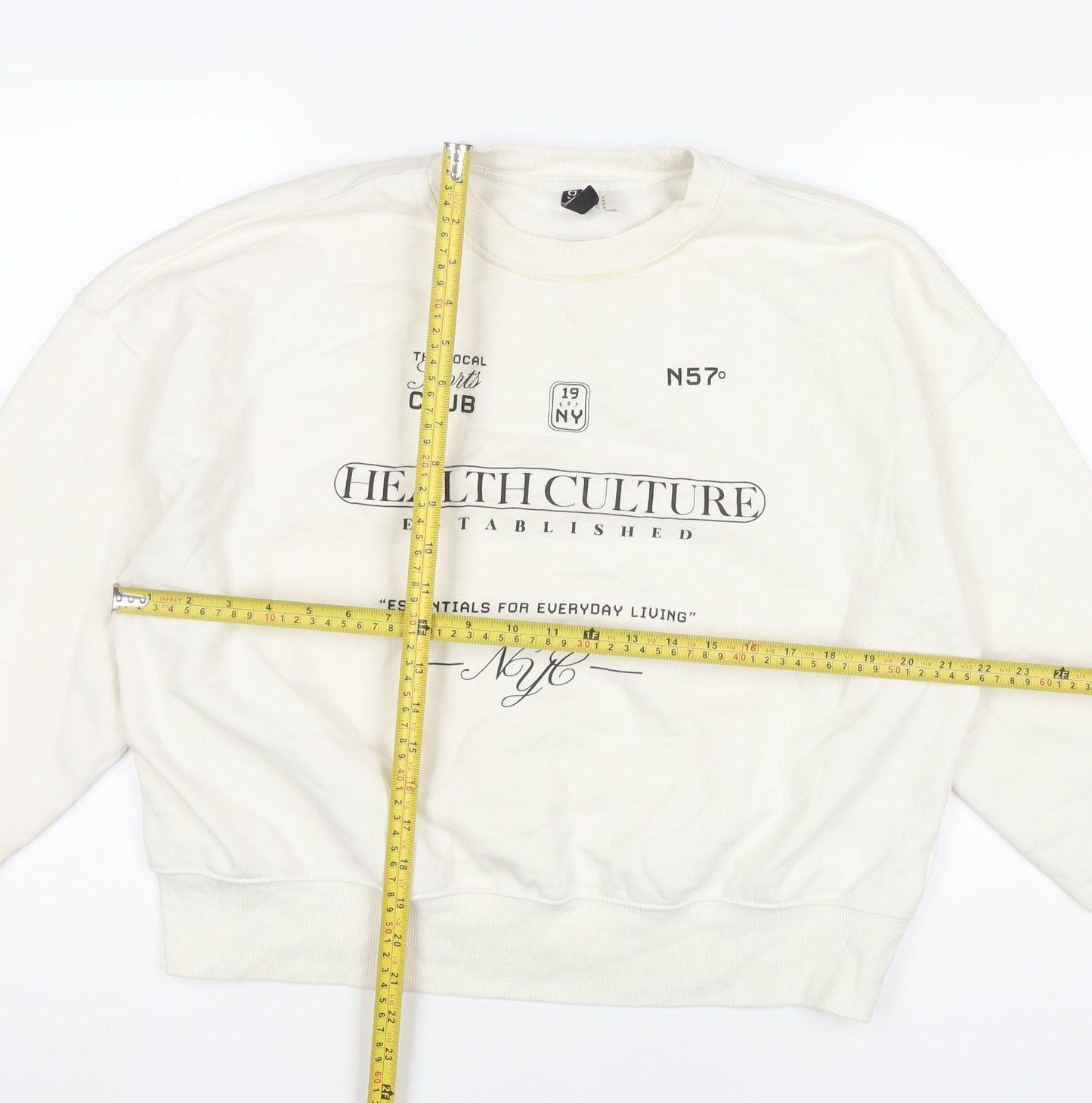 H&M Divided Women’s White Graphic Sweatshirt M Cotton Blend