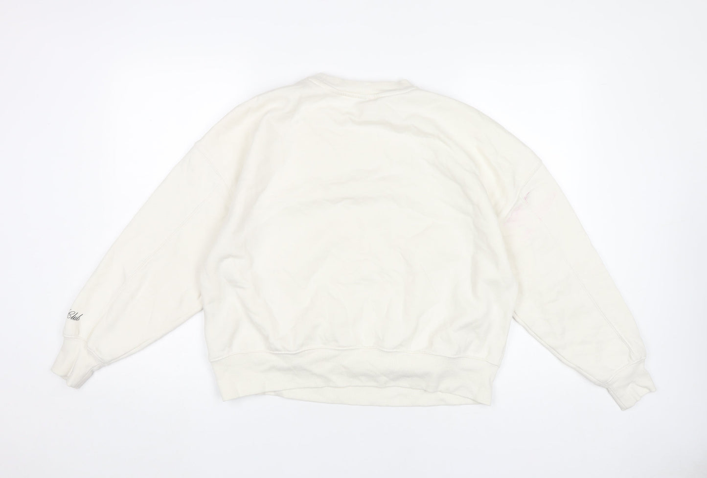 H&M Divided Women’s White Graphic Sweatshirt M Cotton Blend