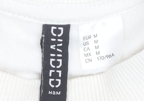 H&M Divided Women’s White Graphic Sweatshirt M Cotton Blend