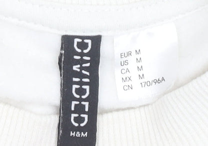 H&M Divided Women’s White Graphic Sweatshirt M Cotton Blend