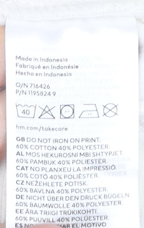 H&M Divided Women’s White Graphic Sweatshirt M Cotton Blend