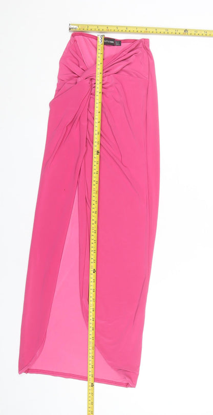 PrettyLittleThing Women’s Pink Size 6 Wrap Long Skirt