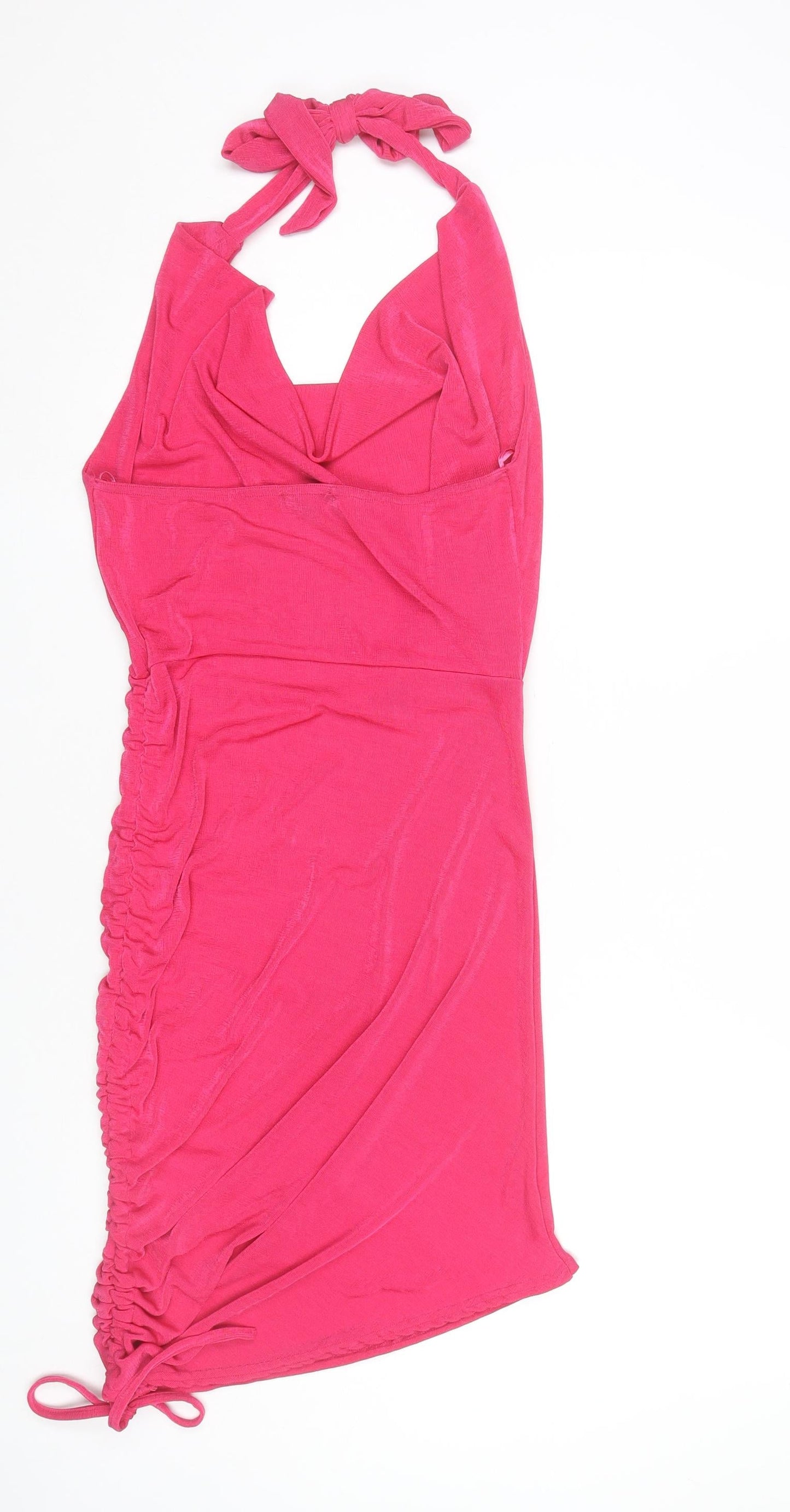 Pink Vanilla Womens Pink Bodycon Halter Ruched Dress Size 12