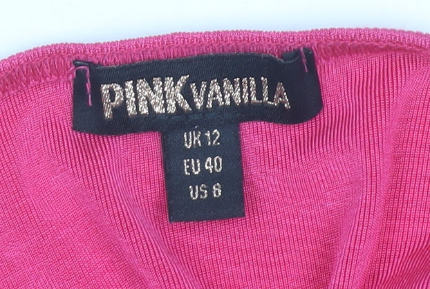 Pink Vanilla Womens Pink Bodycon Halter Ruched Dress Size 12