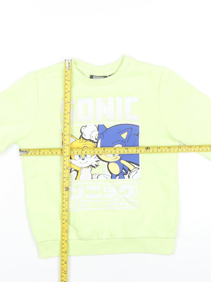 Sonic The Hedgehog Boys Green Sweatshirt 7-8 Years Pullover Crew Neck