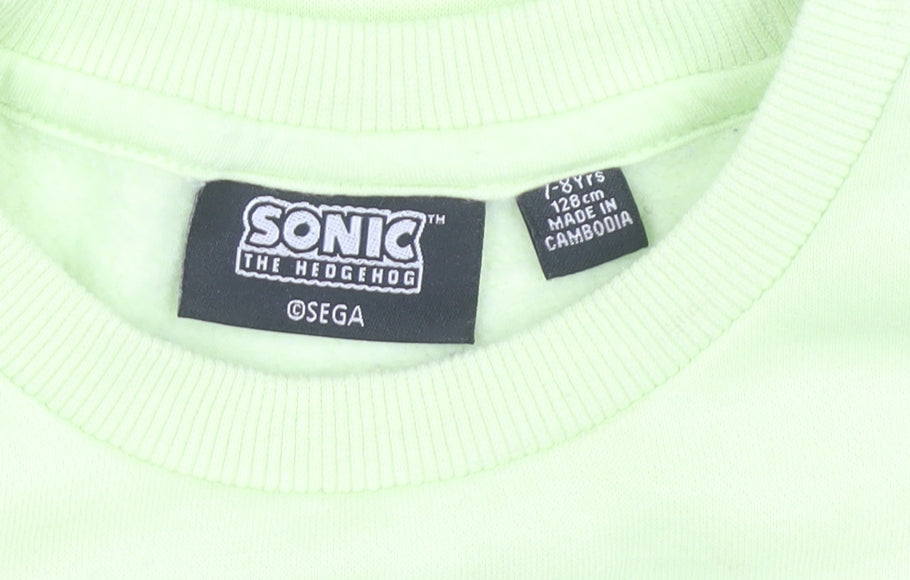 Sonic The Hedgehog Boys Green Sweatshirt 7-8 Years Pullover Crew Neck