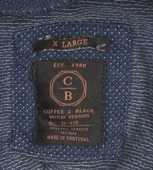 Copper & Black Men’s Blue XL Cotton Polo Shirt Short Sleeve Casual