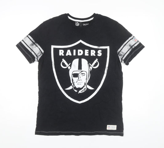NFL Team Apparel Men’s Black Raiders T-Shirt M Short Sleeve Cotton