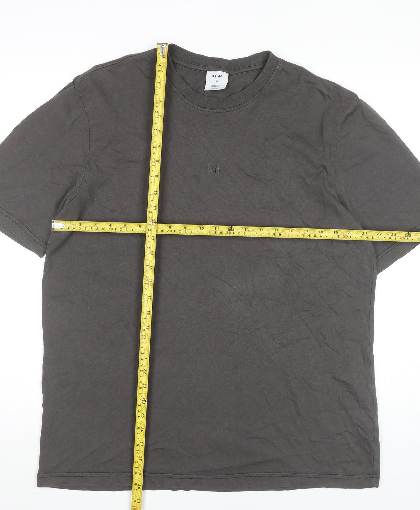 MP Men Grey Cotton Crew Neck Short Sleeve T-Shirt Size M