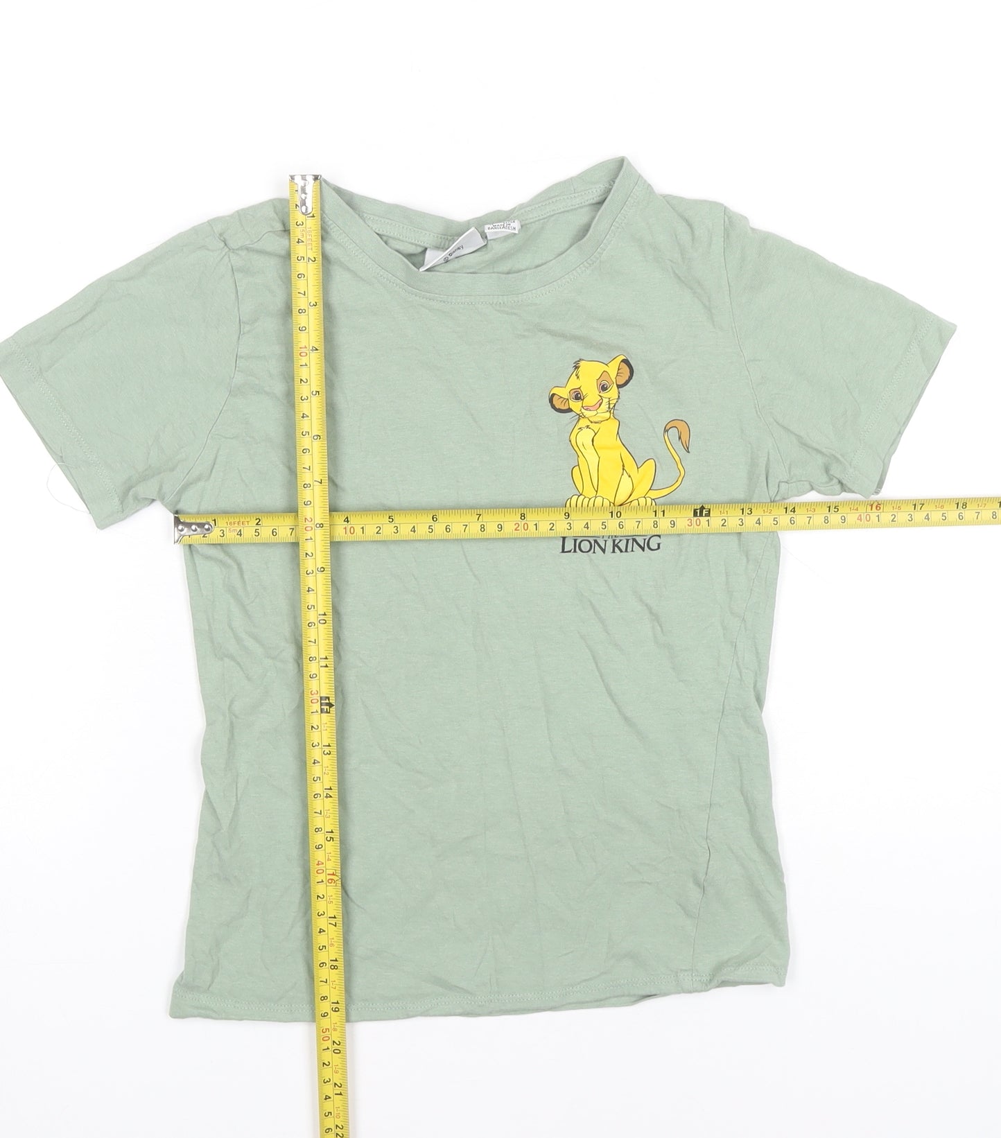 Womens UK Size 2XS Disney Green Basic T-Shirt