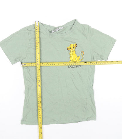 Womens UK Size 2XS Disney Green Basic T-Shirt