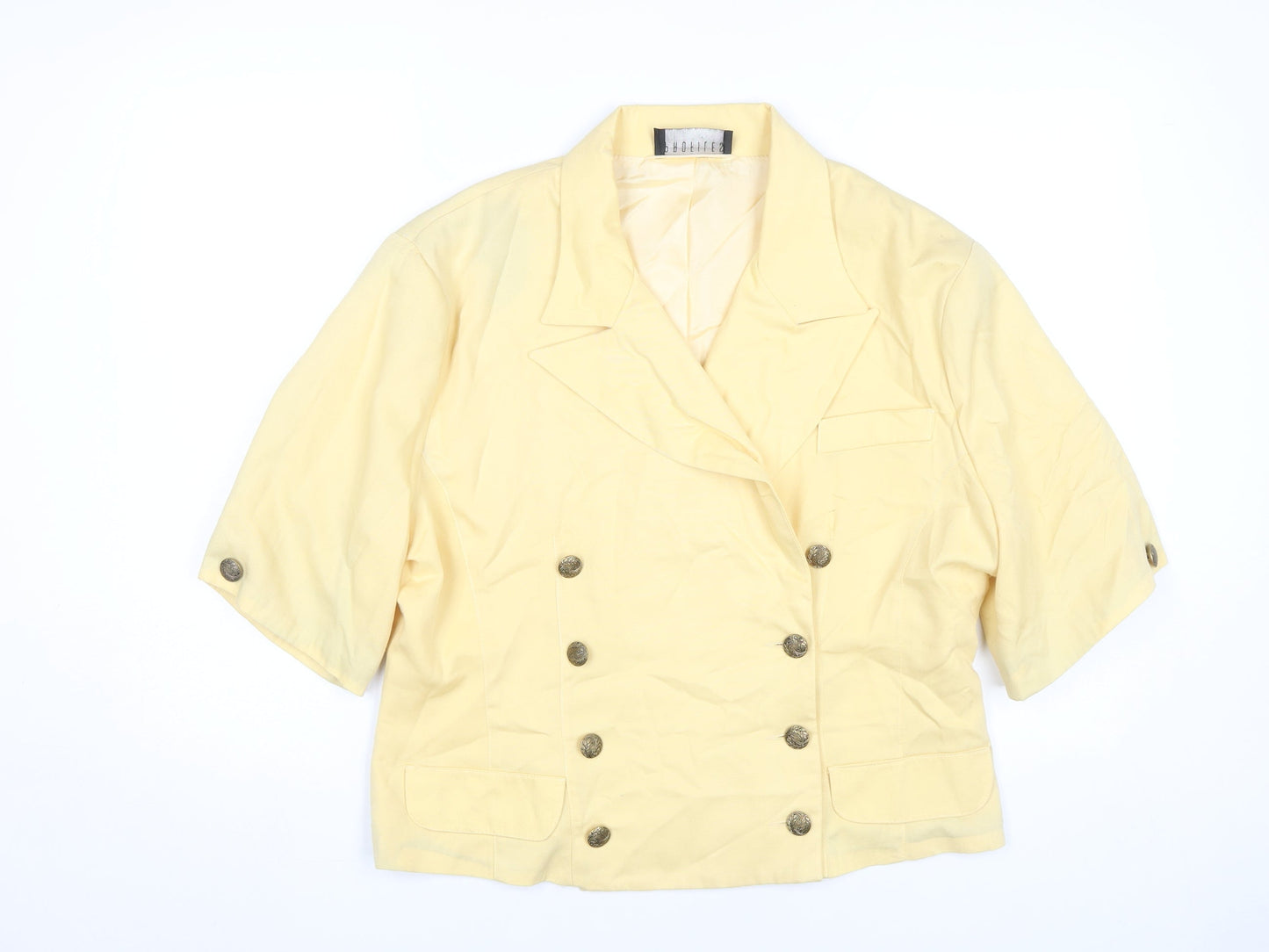 Profiles Womens Yellow Blazer UK 18 Half Sleeve Vintage Lined