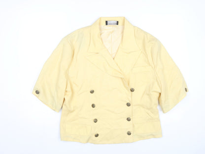 Profiles Womens Yellow Blazer UK 18 Half Sleeve Vintage Lined