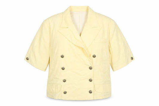 Profiles Womens Yellow Blazer UK 18 Half Sleeve Vintage Lined