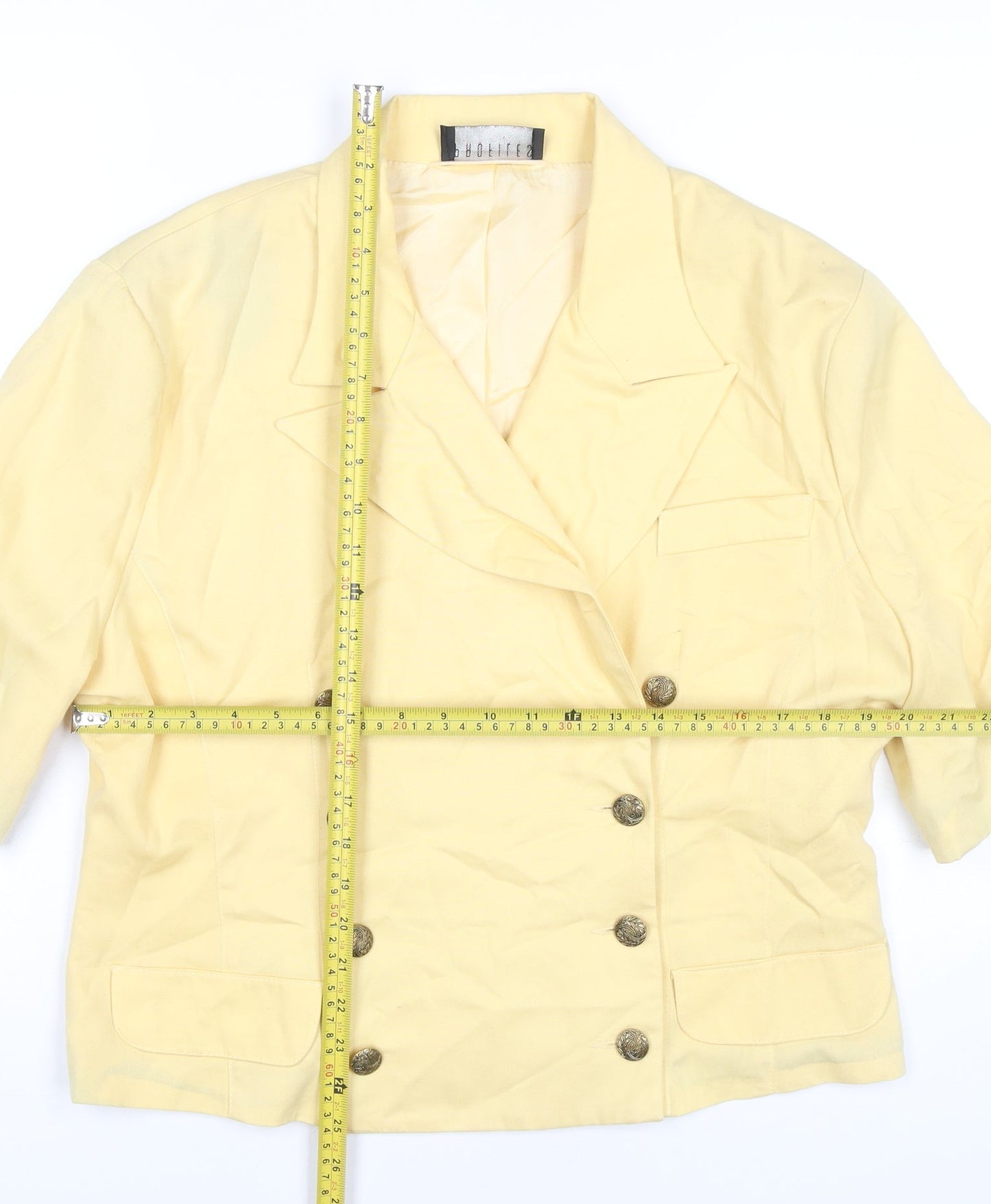 Profiles Womens Yellow Blazer UK 18 Half Sleeve Vintage Lined
