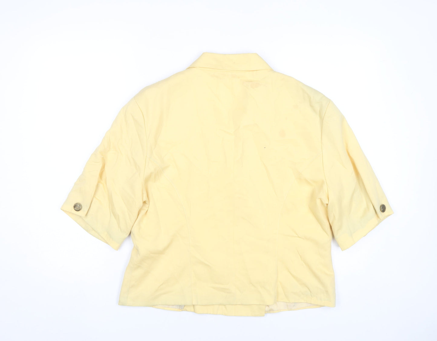 Profiles Womens Yellow Blazer UK 18 Half Sleeve Vintage Lined