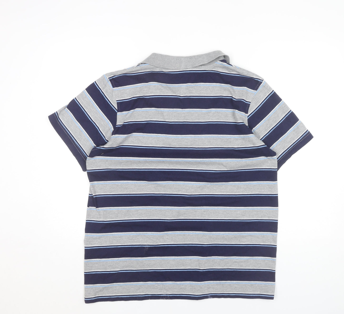 Le Coq Sportif Men’s Grey Blue Striped Polo Shirt Size L