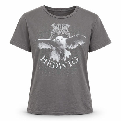 Front view of Harry Potter Teens Grey 100% Cotton Hedwig Graphic T-Shirt, size 10