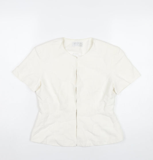 Precis Petite Womens Ivory Linen Blend Blazer Jacket Size 10