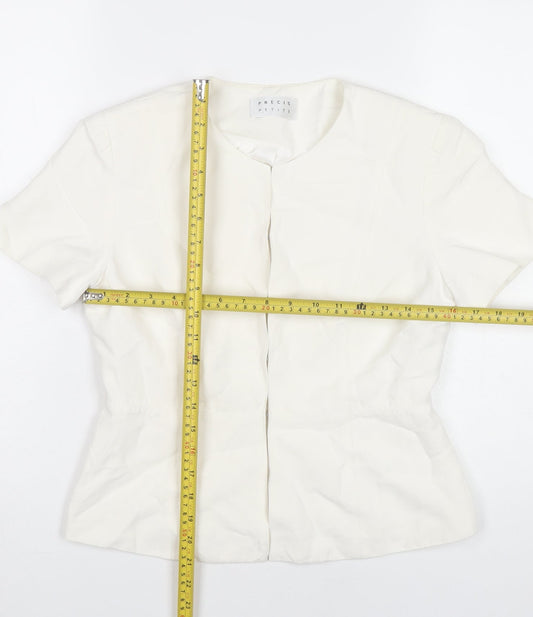 Precis Petite Womens Ivory Linen Blend Blazer Jacket Size 10