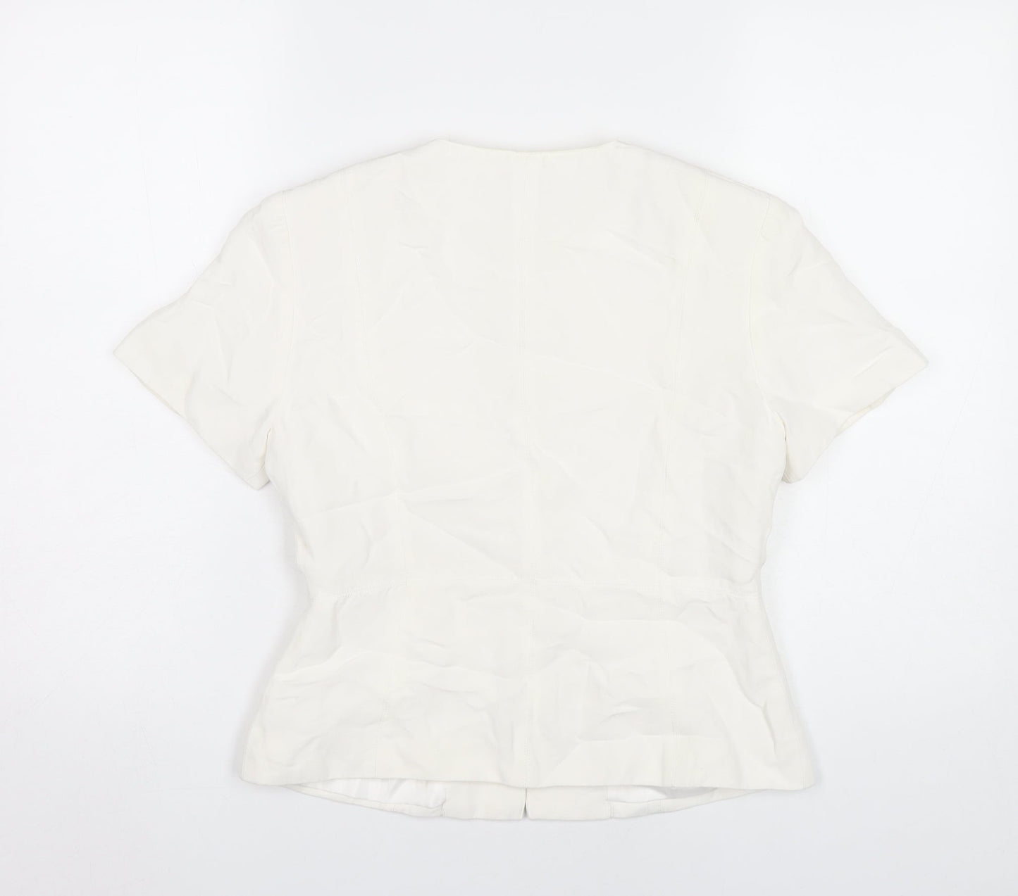 Precis Petite Womens Ivory Linen Blend Blazer Jacket Size 10