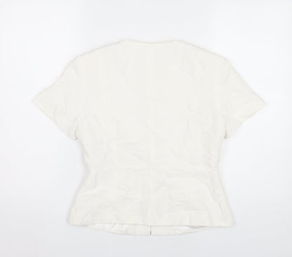 Precis Petite Womens Ivory Linen Blend Blazer Jacket Size 10