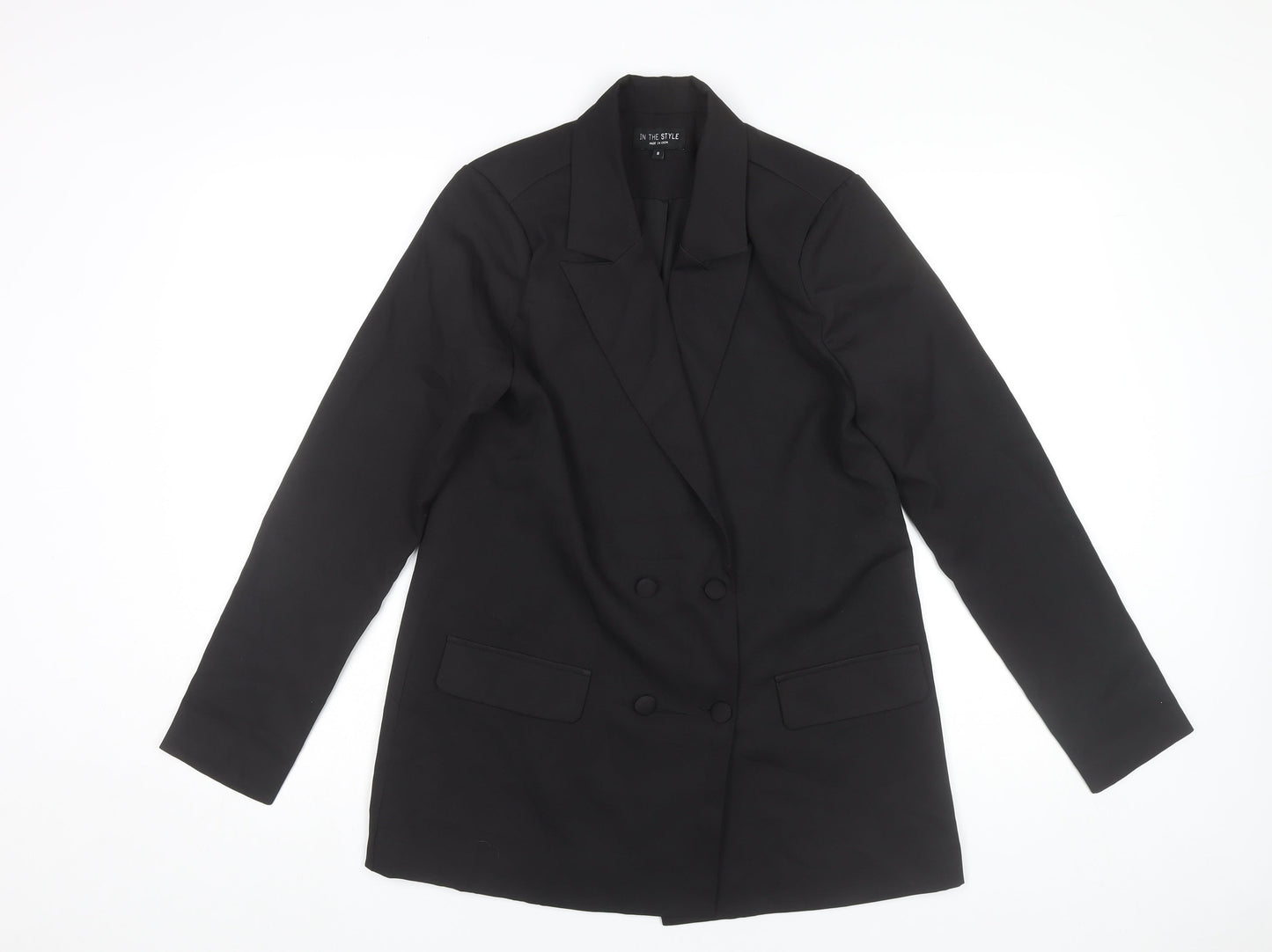 In The Style Women Black Size 8 Double-Breasted Blazer Jacket
