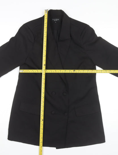 In The Style Women Black Size 8 Double-Breasted Blazer Jacket