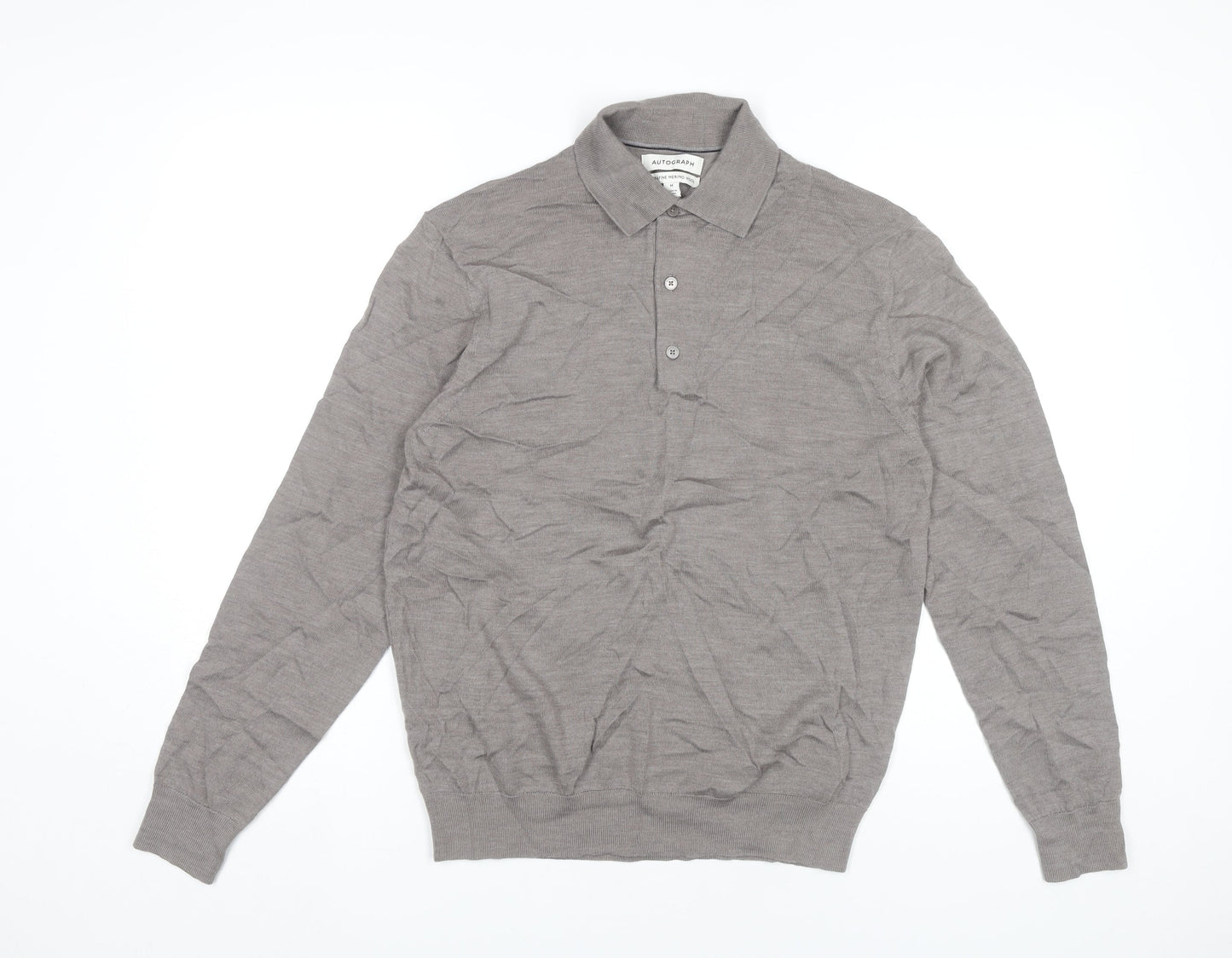 Marks and Spencer Men’s Taupe Merino Wool Henley Jumper M