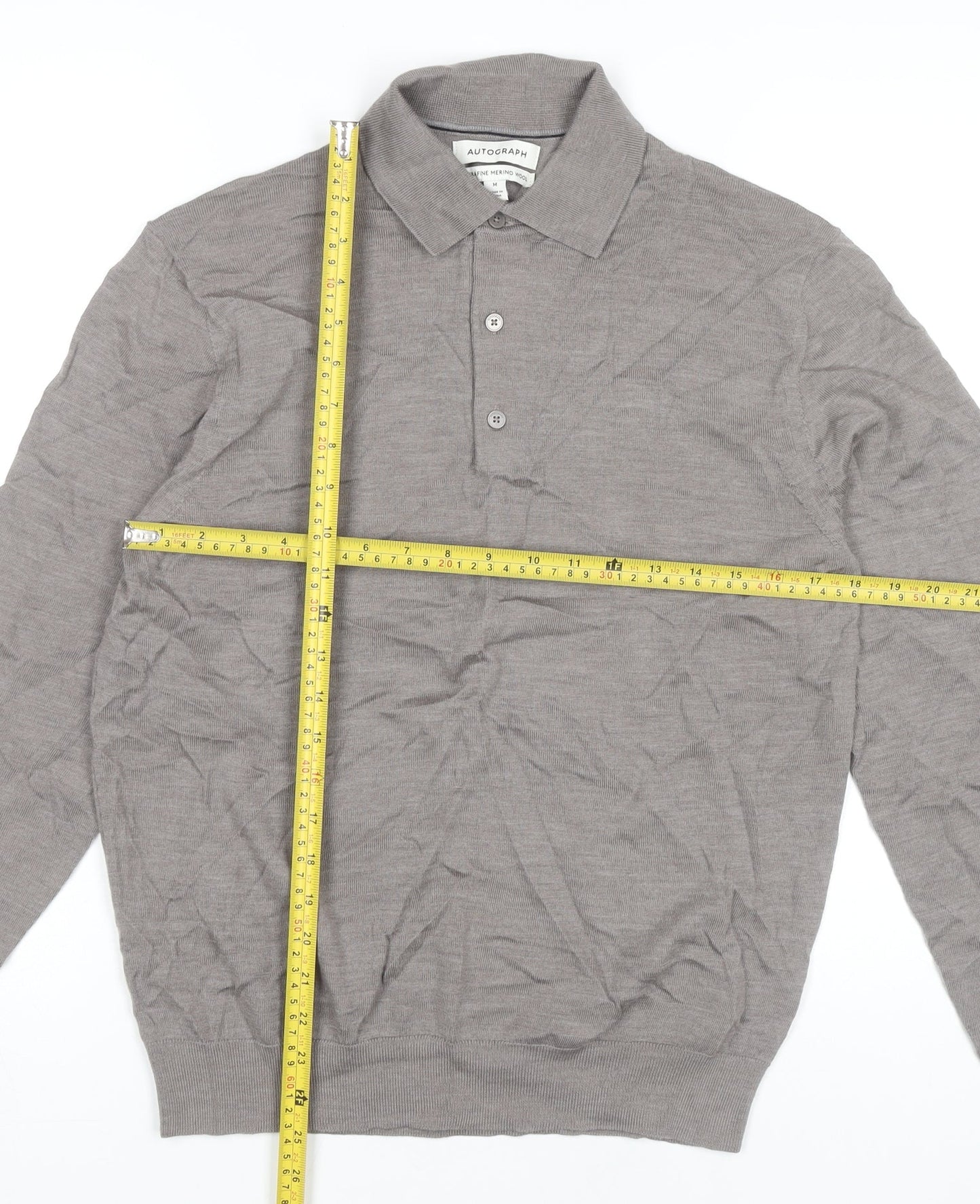 Marks and Spencer Men’s Taupe Merino Wool Henley Jumper M