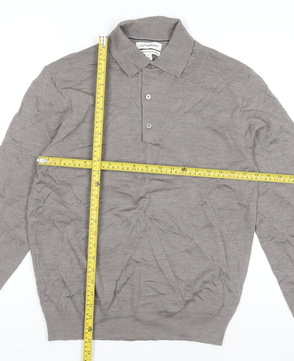 Marks and Spencer Men’s Taupe Merino Wool Henley Jumper M