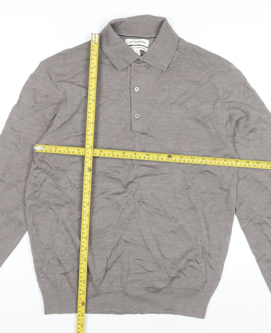 Marks and Spencer Men’s Taupe Merino Wool Henley Jumper M