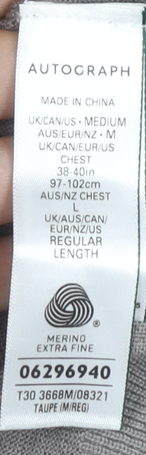 Marks and Spencer Men’s Taupe Merino Wool Henley Jumper M