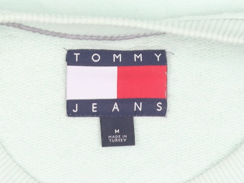 Tommy Jeans Mens Green M Crew Neck Sweatshirt Logo Pullover