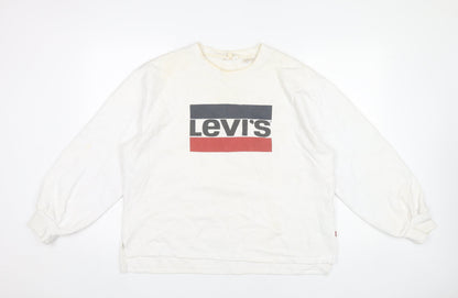 Levi's Women's White Small Logo Pullover Sweatshirt Long Sleeve