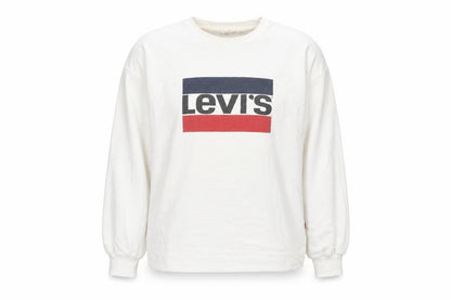 Levi's Women's White Small Logo Pullover Sweatshirt Long Sleeve