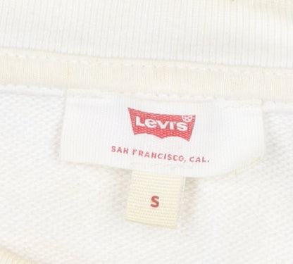 Levi's Women's White Small Logo Pullover Sweatshirt Long Sleeve
