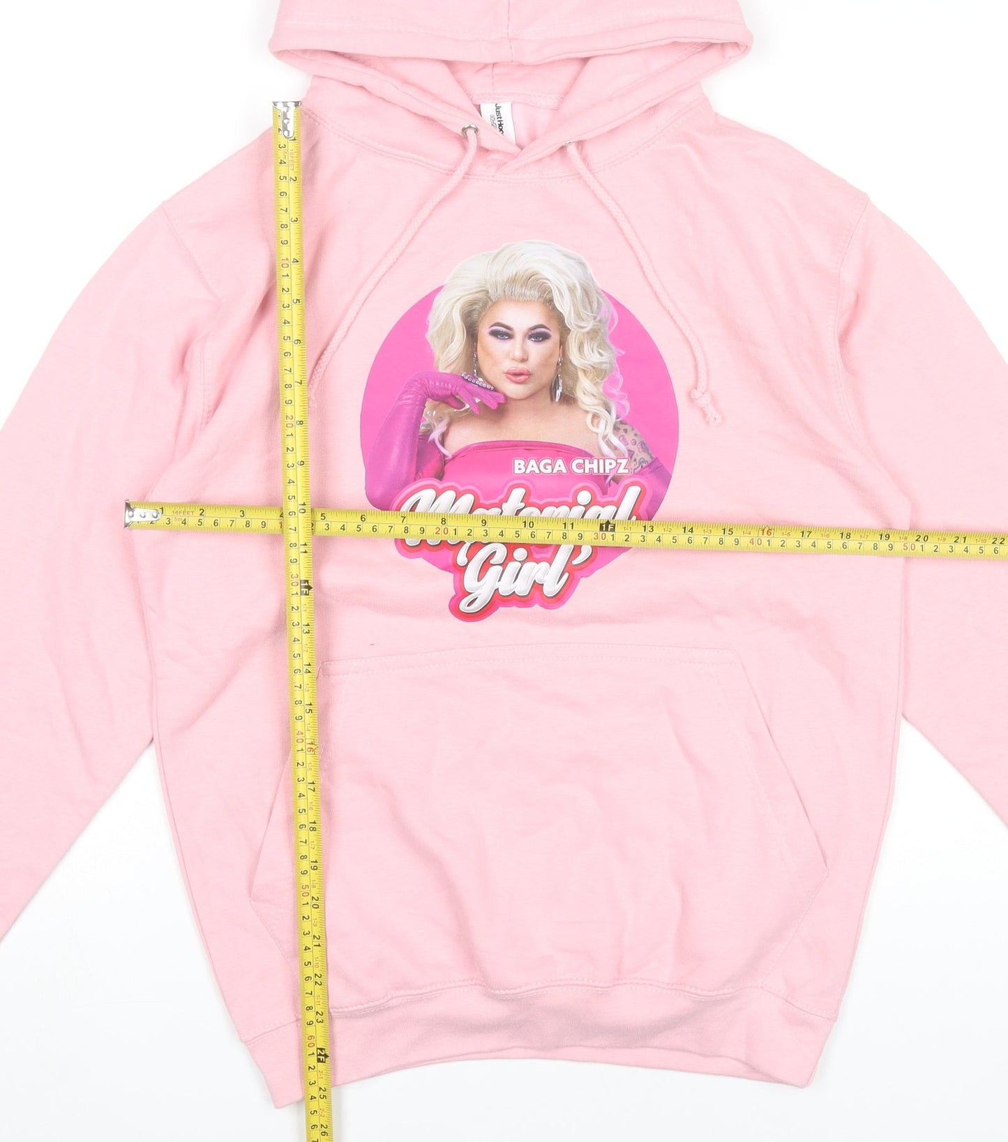 Just Hoods Womens Pink Hoodie Small Baga Chipz Material Girl Graphic