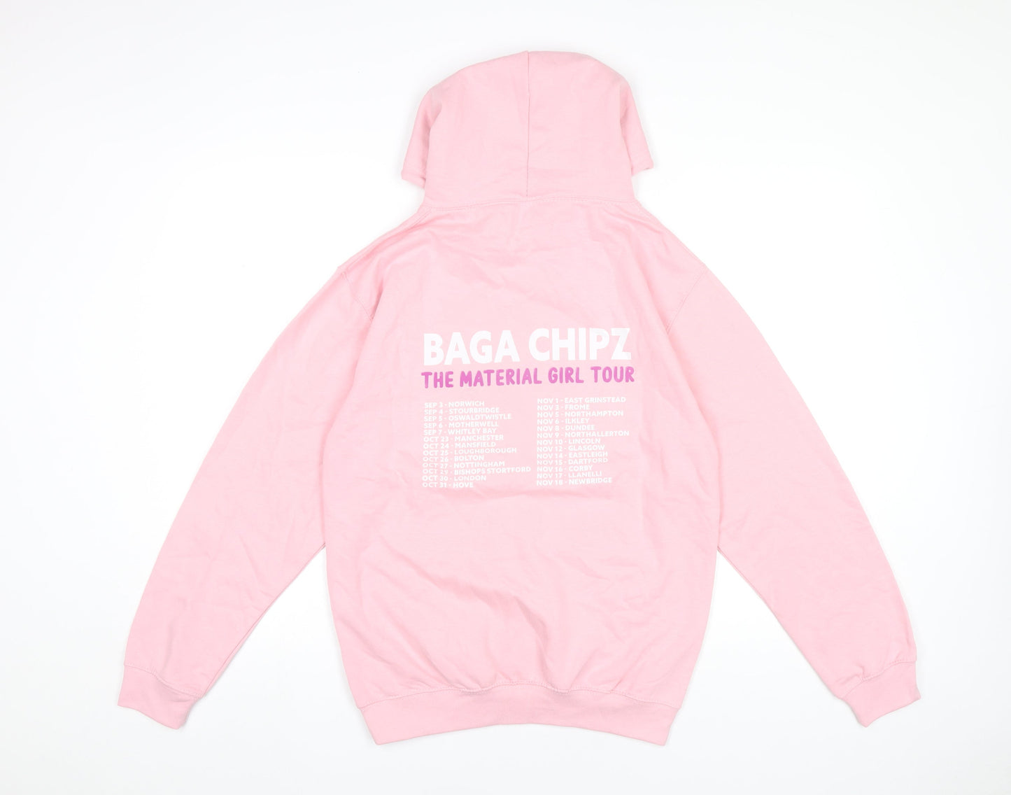 Just Hoods Womens Pink Hoodie Small Baga Chipz Material Girl Graphic