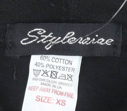 Stylewise Women’s Black XS Pullover Hoodie Bonjour Paris Logo