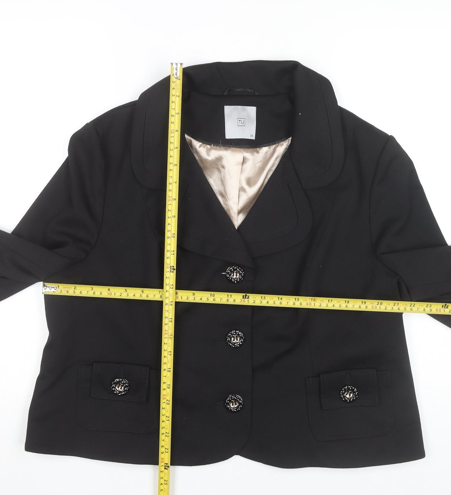 TU Women’s Black Blazer Jacket Size 22 Plus 3/4 Sleeve Formal