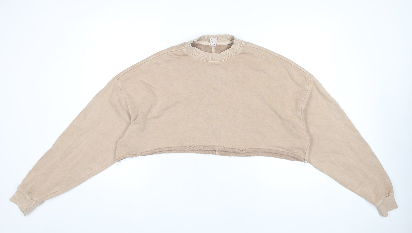 Reebok Womens Beige Pullover Sweatshirt M Casual Athletic