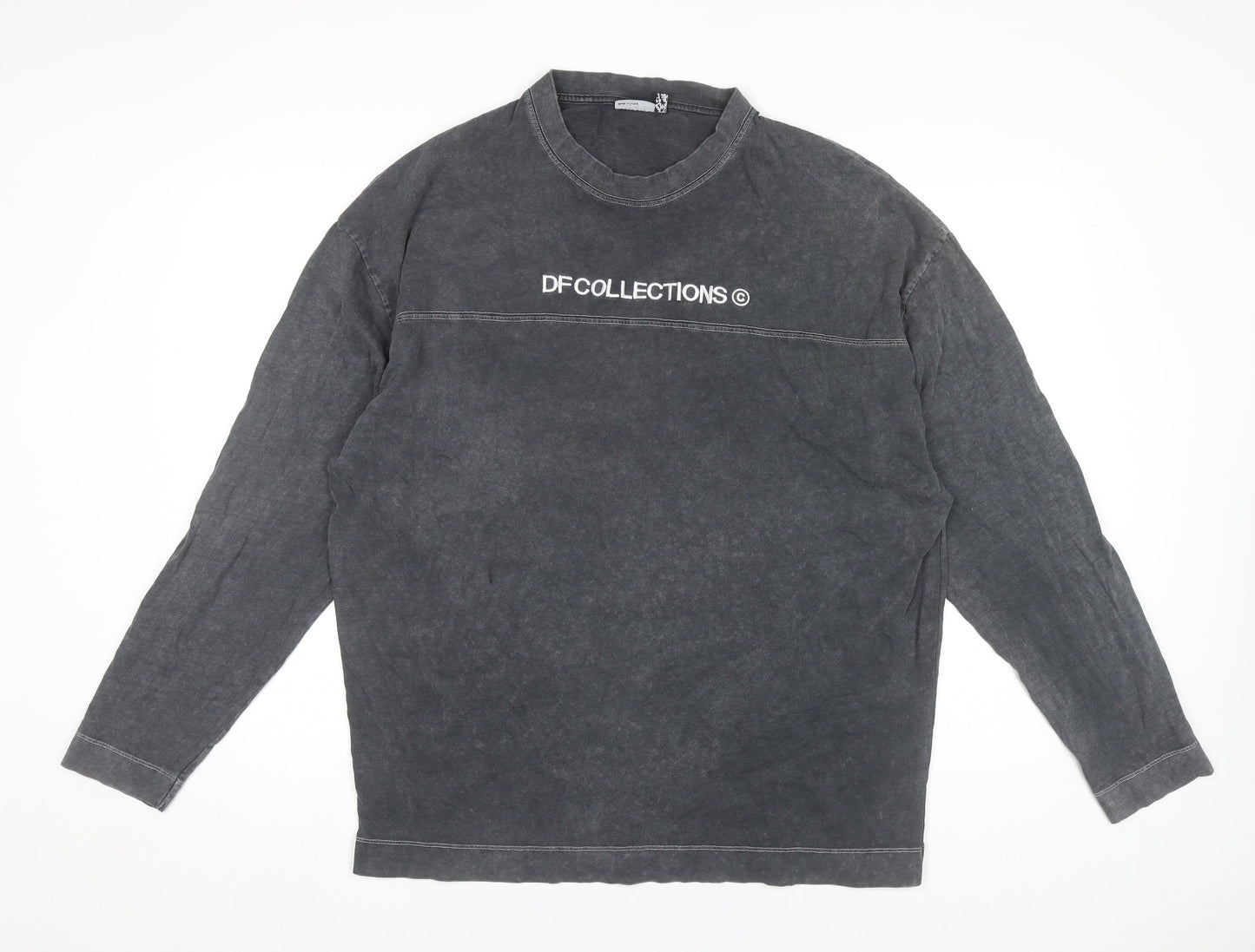 ASOS Design Men’s Black Long Sleeve Cotton Crew Neck Logo T-Shirt Size M
