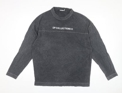 ASOS Design Men’s Black Long Sleeve Cotton Crew Neck Logo T-Shirt Size M
