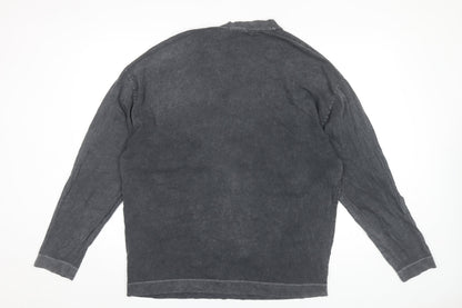 ASOS Design Men’s Black Long Sleeve Cotton Crew Neck Logo T-Shirt Size M